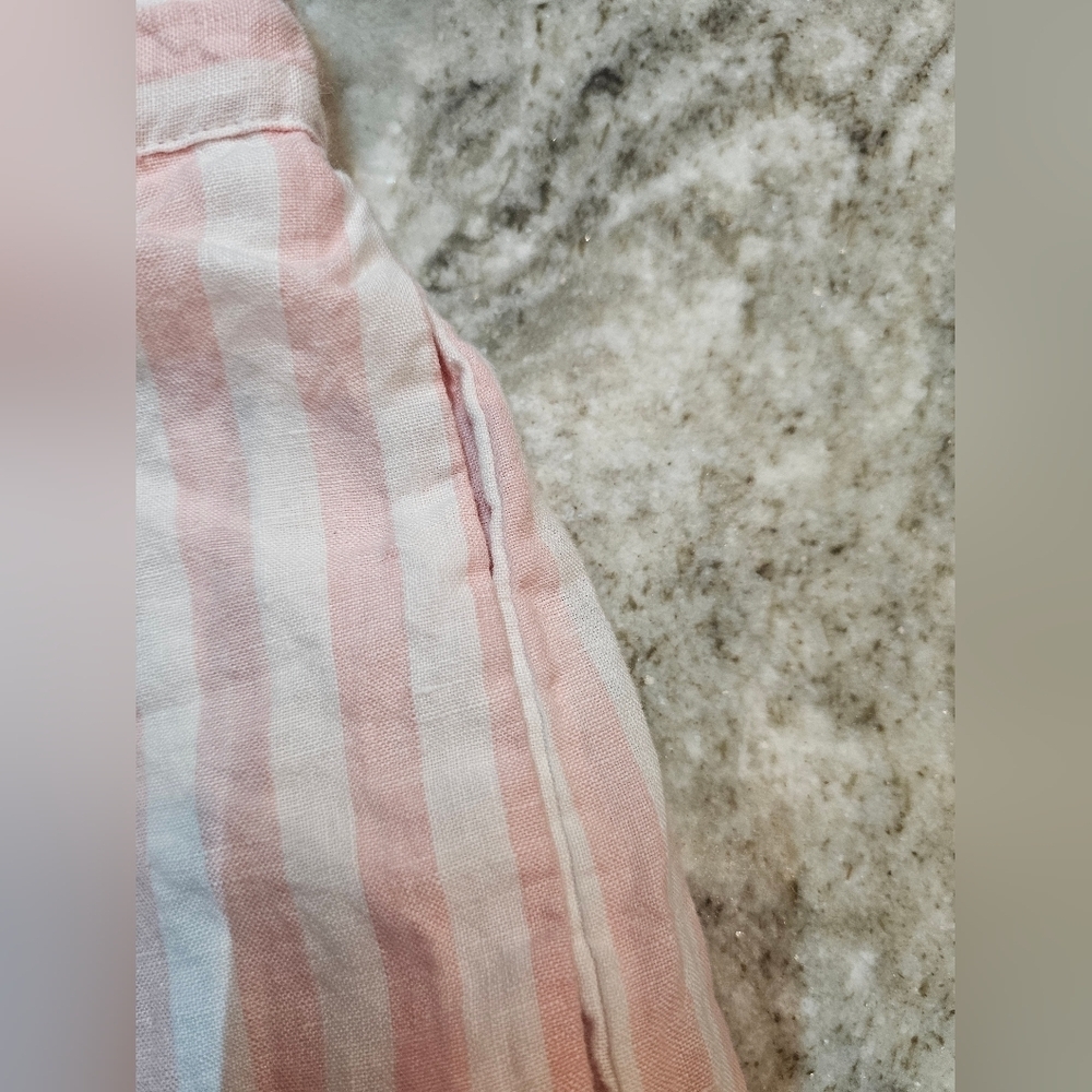 Cynthia Rowley Pink White Striped Linen Blend Shorts Drawstring Casual Large - Picture 3 of 9